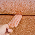 39,5 Panca contenitore Boucle bianco sporco, panca contenitore Sherpa, poggiapiedi per letto, per soggiorno, camera da letto, gambe in legno