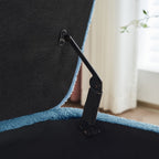 39,5 Panca contenitore Boucle bianco sporco, panca contenitore Sherpa, poggiapiedi per letto, per soggiorno, camera da letto, gambe in legno