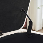 39,5 Panca contenitore Boucle bianco sporco, panca contenitore Sherpa, poggiapiedi per letto, per soggiorno, camera da letto, gambe in legno