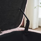 39,5 Panca contenitore Boucle bianco sporco, panca contenitore Sherpa, poggiapiedi per letto, per soggiorno, camera da letto, gambe in legno