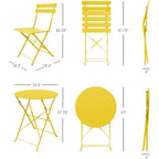 Set da bistrot pieghevole in metallo da 3 pezzi, set da conversazione per esterni/interni resistente alle intemperie per patio, cortile, giardino