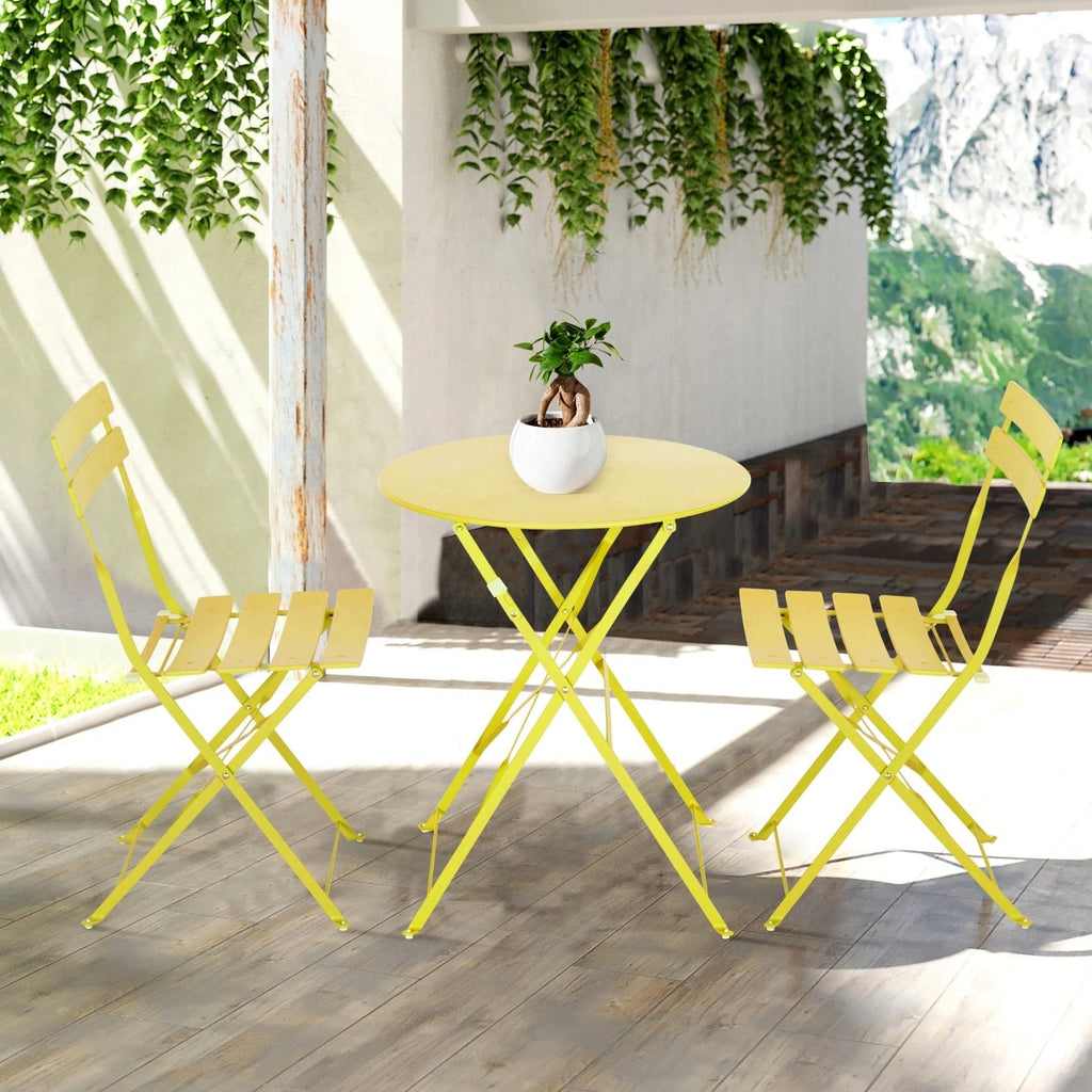 Set da bistrot pieghevole in metallo da 3 pezzi, set da conversazione per esterni/interni resistente alle intemperie per patio, cortile, giardino