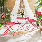 Set da bistrot pieghevole in metallo da 3 pezzi, set da conversazione per esterni/interni resistente alle intemperie per patio, cortile, giardino