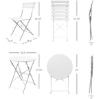 Set da bistrot pieghevole in metallo da 3 pezzi, set da conversazione per esterni/interni resistente alle intemperie per patio, cortile, giardino