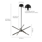 Lampadario a sospensione lineare Sputnik in alluminio moderno nero/oro a LED per soggiorno/sala da pranzo/cucina