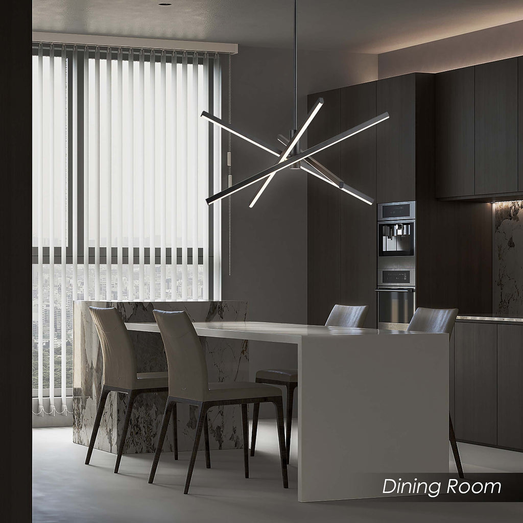 Lampadario a sospensione lineare Sputnik in alluminio moderno nero/oro a LED per soggiorno/sala da pranzo/cucina