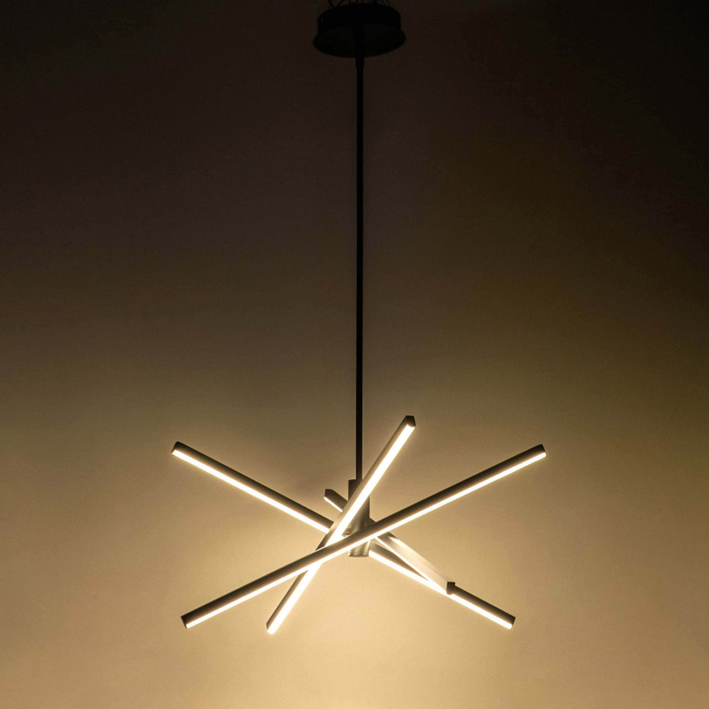 Lampadario a sospensione lineare Sputnik in alluminio moderno nero/oro a LED per soggiorno/sala da pranzo/cucina