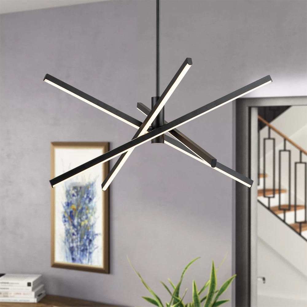 Lampadario a sospensione lineare Sputnik in alluminio moderno nero/oro a LED per soggiorno/sala da pranzo/cucina