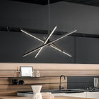 Lampadario a sospensione lineare Sputnik in alluminio moderno nero/oro a LED per soggiorno/sala da pranzo/cucina