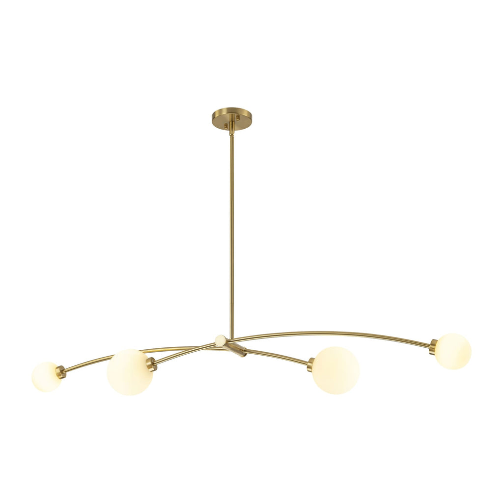 Lampada a sospensione lineare moderna Sputnik a 4 luci color oro/luce per sala da pranzo - 51,18 pollici di larghezza x 11,02 pollici di profondità x 5,91 pollici di altezza