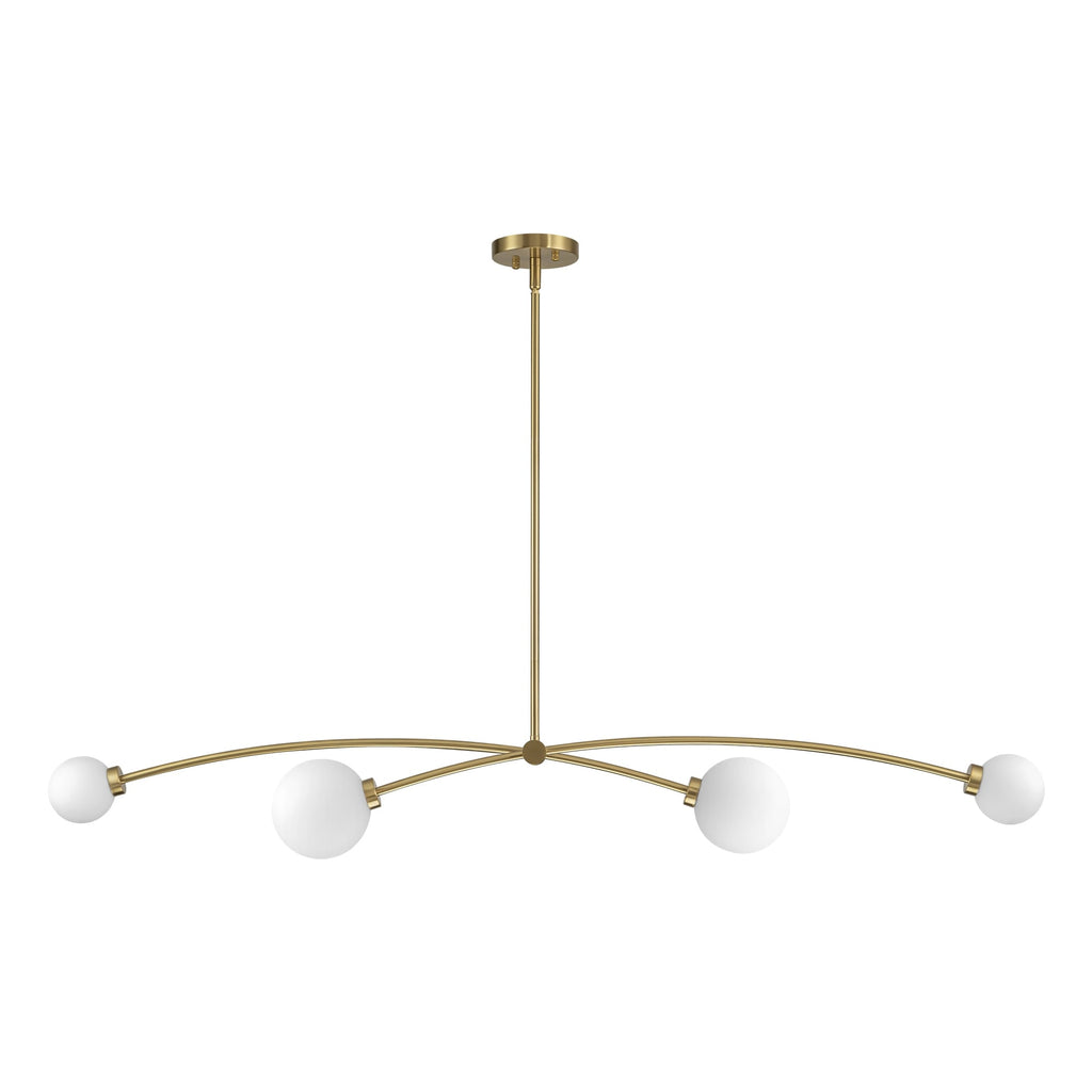 Lampada a sospensione lineare moderna Sputnik a 4 luci color oro/luce per sala da pranzo - 51,18 pollici di larghezza x 11,02 pollici di profondità x 5,91 pollici di altezza