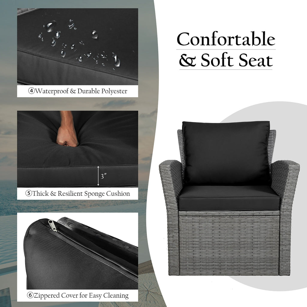 Set di divani da esterno da 4 pezzi con tavolino da caffè, set di divani da conversazione per esterni