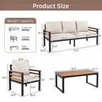 Set di divani per mobili da esterno da 4 pezzi