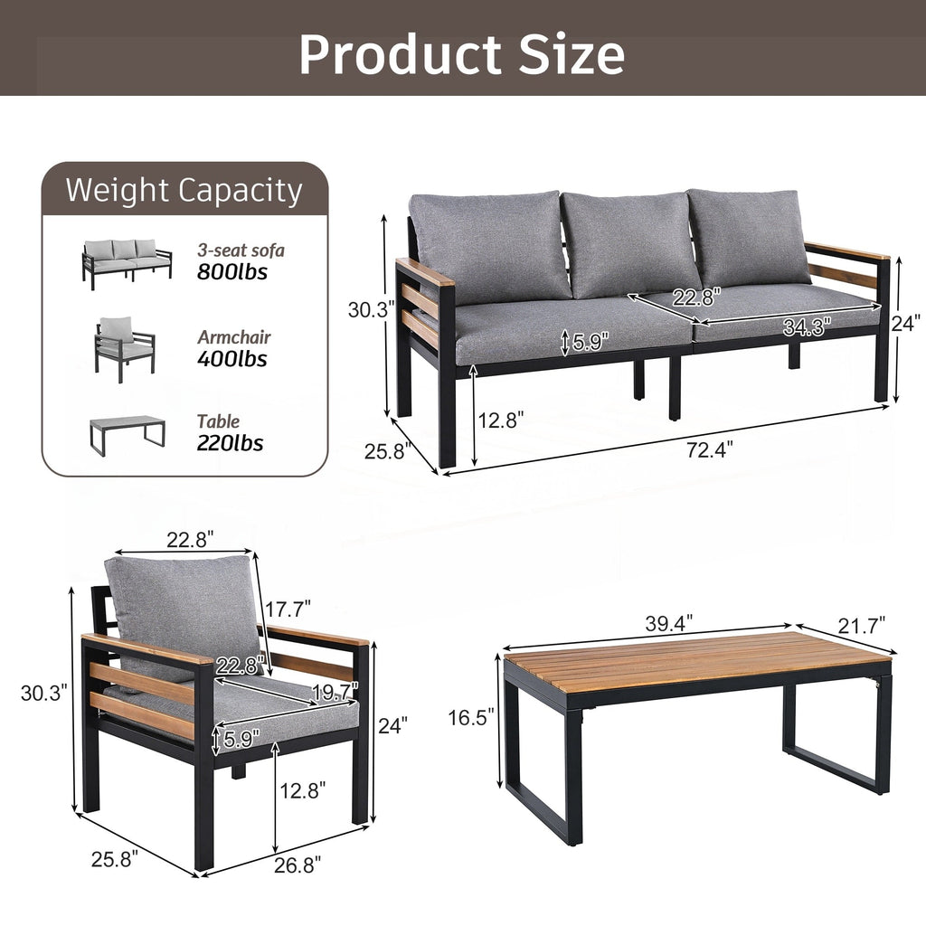 Set di divani per mobili da esterno da 4 pezzi