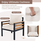 Set di divani da esterno da 4 pezzi per 5 persone con cuscino rimovibile e tavolino da caffè in legno massello