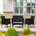 Set di 4 mobili da giardino in vimini per conversazione, set di mobili da esterno in rattan con cuscini