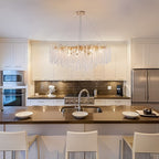 Lampadario rettangolare moderno in cristallo dorato da 40 pollici con rami di albero, lampadario per isola cucina, lampada a sospensione per sala da pranzo