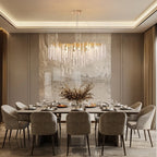 Lampadario rettangolare moderno in cristallo dorato da 40 pollici con rami di albero, lampadario per isola cucina, lampada a sospensione per sala da pranzo