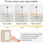 Lampadario lineare moderno di metà secolo da 40 pollici, lampada a sospensione Sputnik in ottone dorato a 16 luci con globo in vetro smerigliato per sala da pranzo