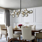 Lampadario lineare moderno di metà secolo da 40 pollici, lampada a sospensione Sputnik in ottone dorato a 16 luci con globo in vetro smerigliato per sala da pranzo