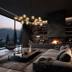 Lampadario lineare moderno di metà secolo da 40 pollici, lampada a sospensione Sputnik in ottone dorato a 16 luci con globo in vetro smerigliato per sala da pranzo