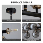 Lampadario lineare moderno di metà secolo da 40 pollici, lampada a sospensione Sputnik in ottone dorato a 16 luci con globo in vetro smerigliato per sala da pranzo