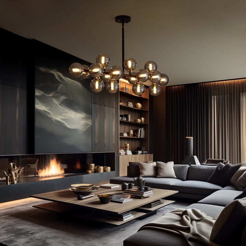 Lampadario lineare moderno di metà secolo da 40 pollici, lampada a sospensione Sputnik in ottone dorato a 16 luci con globo in vetro smerigliato per sala da pranzo