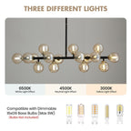 Lampadario lineare moderno di metà secolo da 40 pollici, lampada a sospensione Sputnik in ottone dorato a 16 luci con globo in vetro smerigliato per sala da pranzo