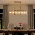 Lampadari di cristallo moderni lineari da 40 pollici Lampadario rettangolare in ottone dorato a 16 luci per sala da pranzo, soggiorno, isola della cucina