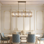 Lampadari di cristallo moderni lineari da 40 pollici Lampadario rettangolare in ottone dorato a 16 luci per sala da pranzo, soggiorno, isola della cucina