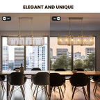 Lampadari di cristallo moderni lineari da 40 pollici Lampadario rettangolare in ottone dorato a 16 luci per sala da pranzo, soggiorno, isola della cucina