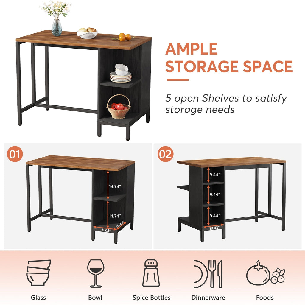 Isola da cucina larga 43, tavolo da cucina con 5 ripiani aperti