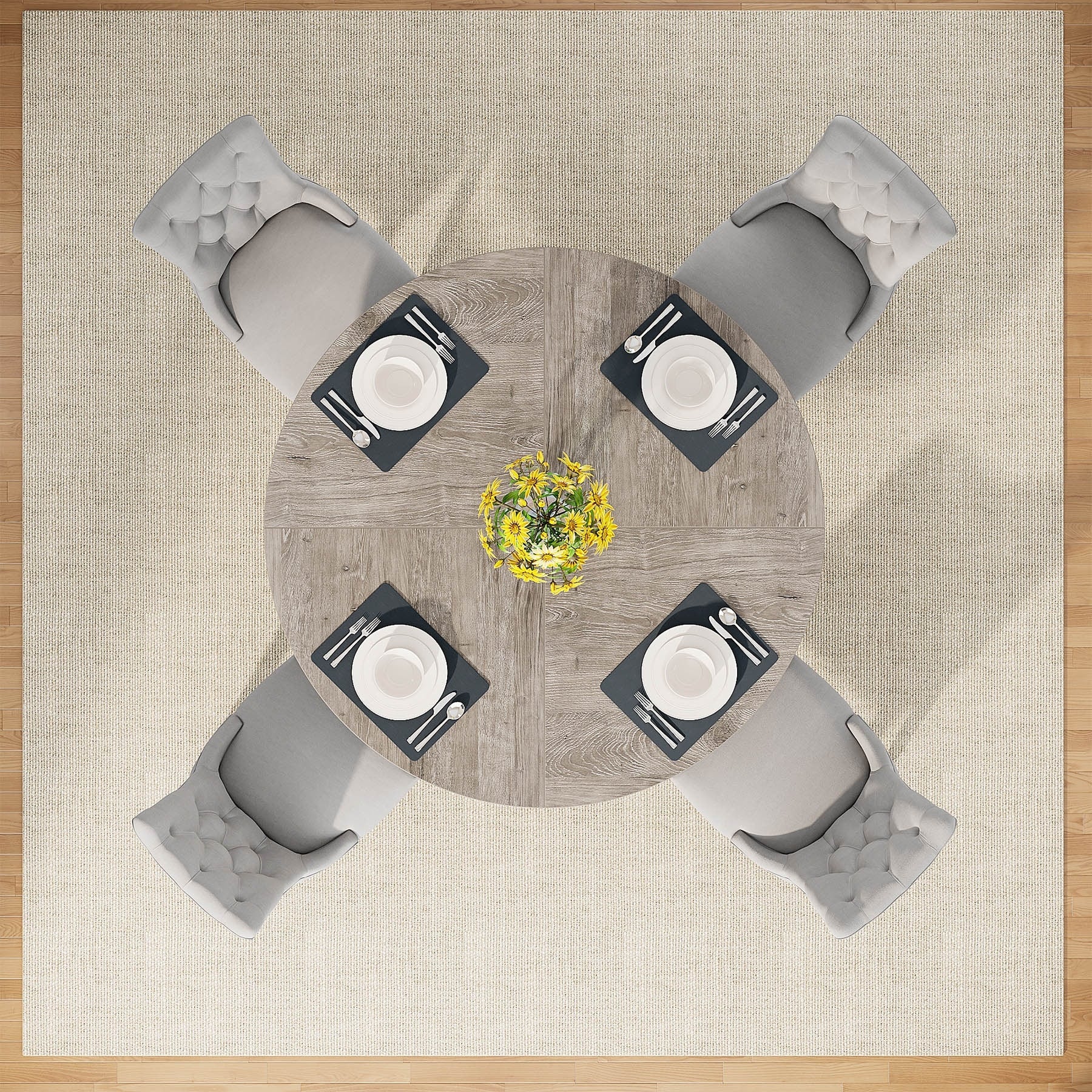 Tavolo da pranzo rotondo da 47 pollici per 4 persone, tavolo da cucina in stile rustico, piccolo tavolo da pranzo, tavolo da cucina in legno per sala da pranzo e soggiorno