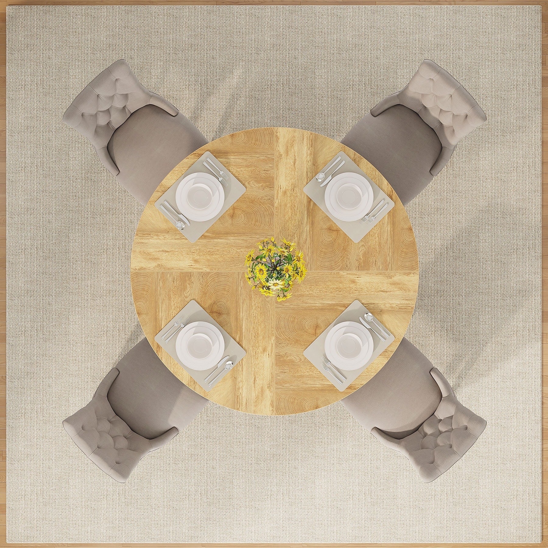 Tavolo da pranzo rotondo da 47 pollici per 4 persone, tavolo da cucina in stile rustico, piccolo tavolo da pranzo, tavolo da cucina in legno per sala da pranzo e soggiorno