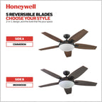 Ventilatore da soffitto Honeywell Carmel da 48 pollici con luce integrata e telecomando