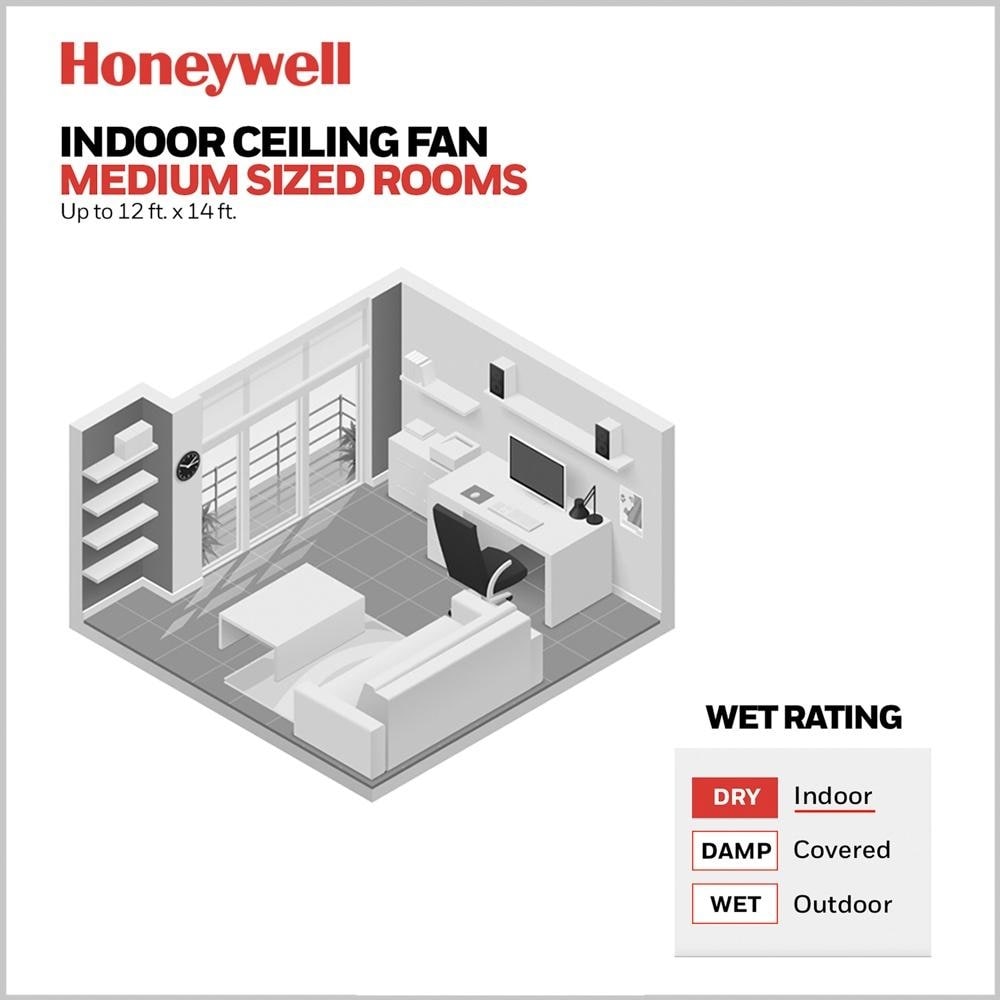 Ventilatore da soffitto Honeywell Carmel da 48 pollici con luce integrata e telecomando