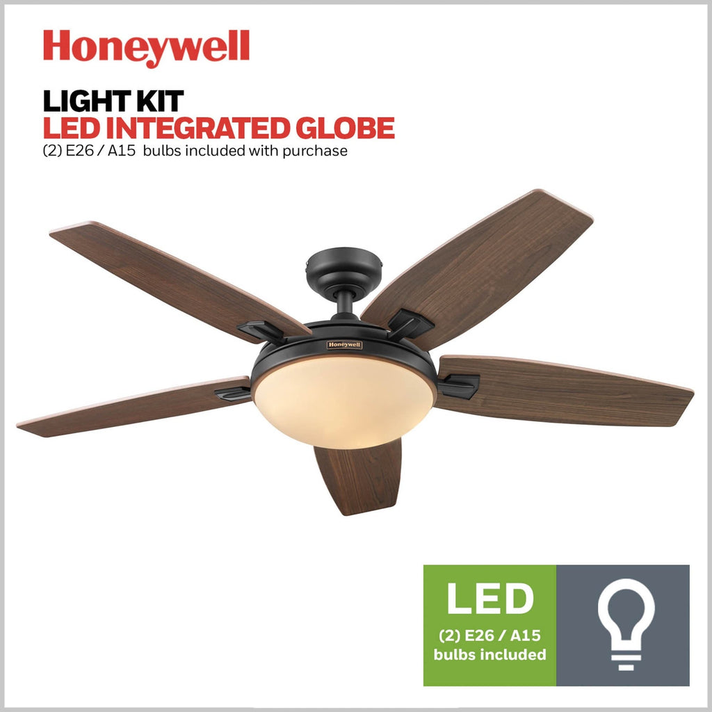 Ventilatore da soffitto Honeywell Carmel da 48 pollici con luce integrata e telecomando