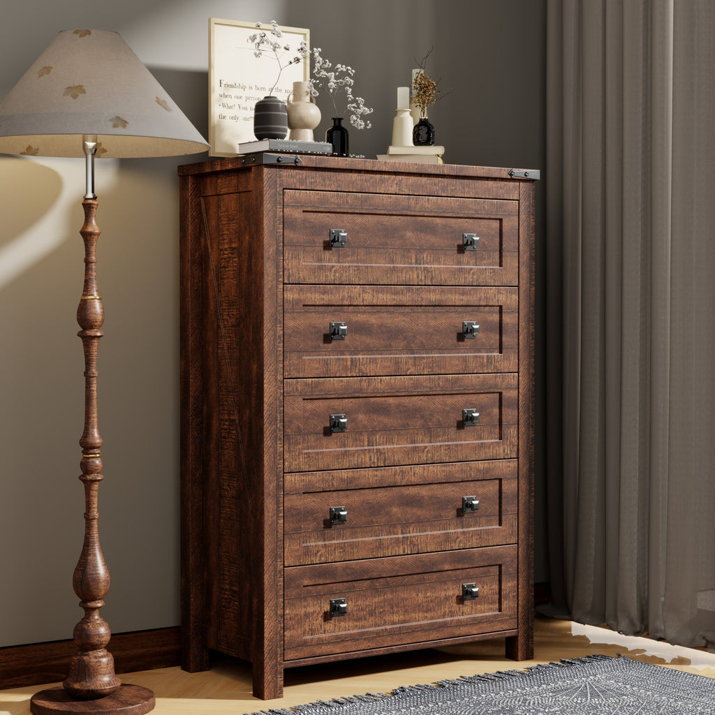 Cassettiera alta in legno da 48 cassetti, stile fattoria, per camera da letto