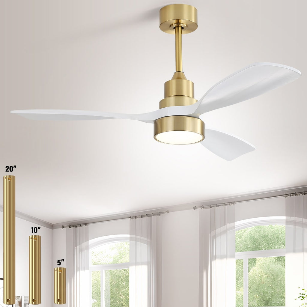 Ventilatore da soffitto a LED integrato da 48 e 52 pollici con luce e telecomando, motore CC reversibile
