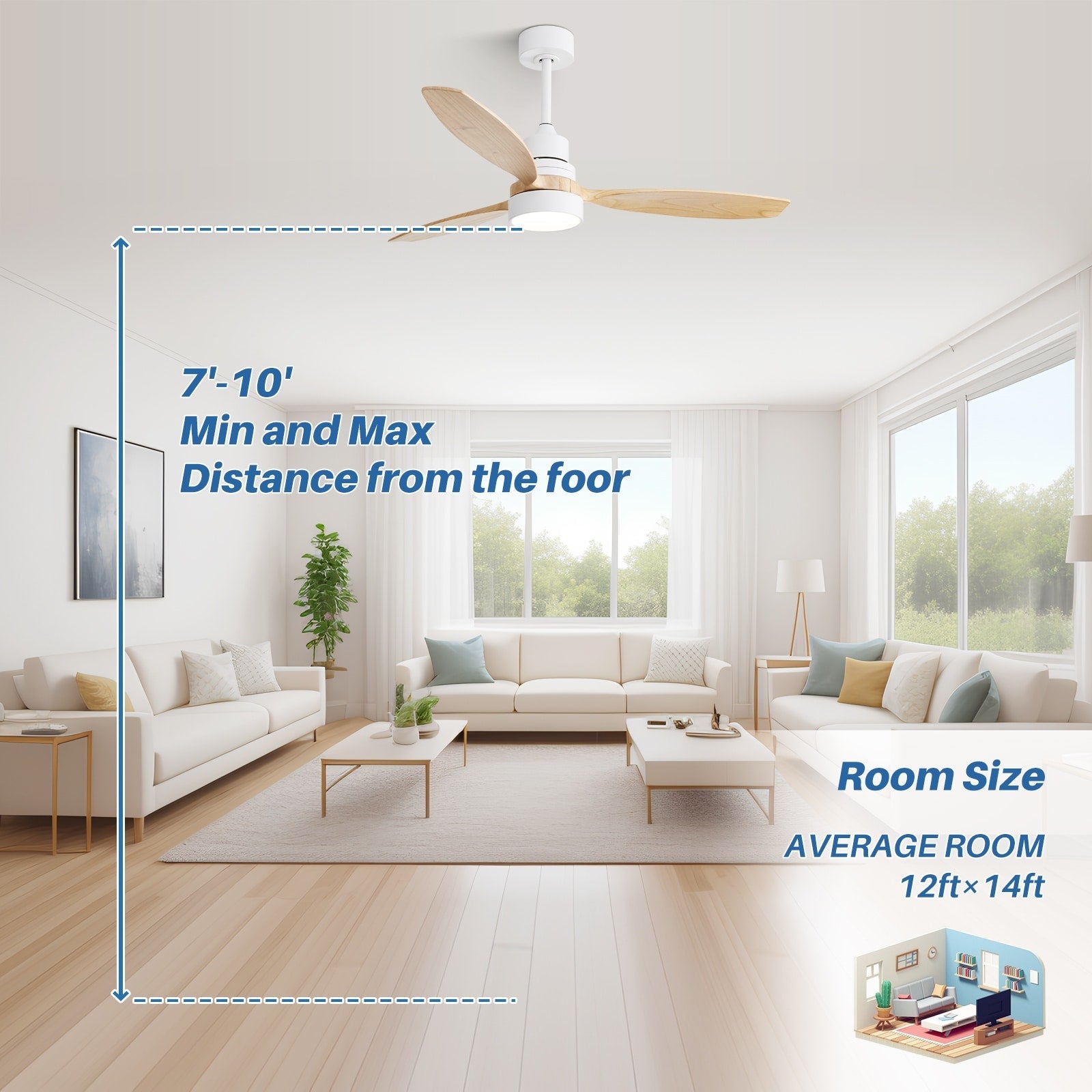 Ventilatore da soffitto a LED integrato da 48 e 52 pollici con luce e telecomando, motore CC reversibile