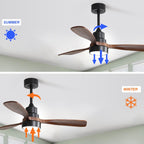 Ventilatore da soffitto a LED integrato da 48 e 52 pollici con luce e telecomando, motore CC reversibile