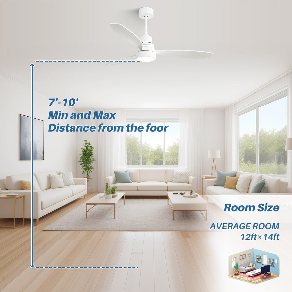 Ventilatore da soffitto a LED integrato da 48 e 52 pollici con luce e telecomando, motore CC reversibile