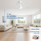 Ventilatore da soffitto a LED integrato da 48 e 52 pollici con luce e telecomando, motore CC reversibile