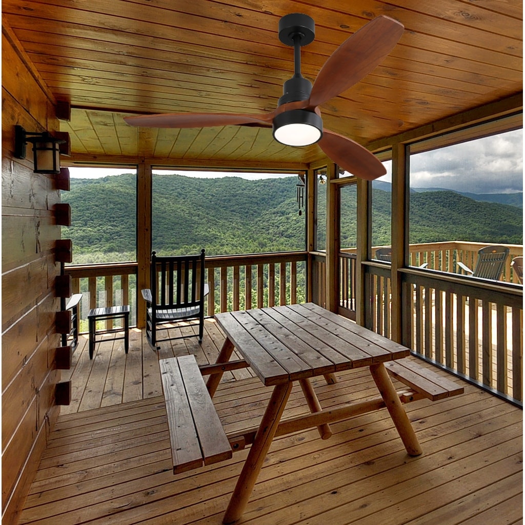 Ventilatore da soffitto a LED integrato da 48 e 52 pollici con luce e telecomando, motore CC reversibile