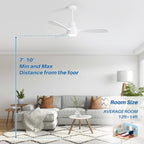 Ventilatore da soffitto a LED integrato da 48 e 52 pollici con luce e telecomando, motore CC reversibile