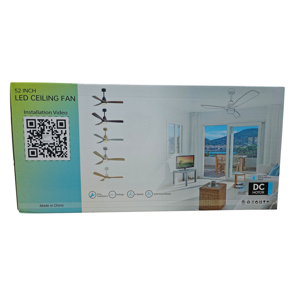 Ventilatore da soffitto a LED integrato da 48 e 52 pollici con luce e telecomando, motore CC reversibile