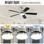 Ventilatore da soffitto a LED integrato da 48 e 52 pollici con luce e telecomando, motore CC reversibile