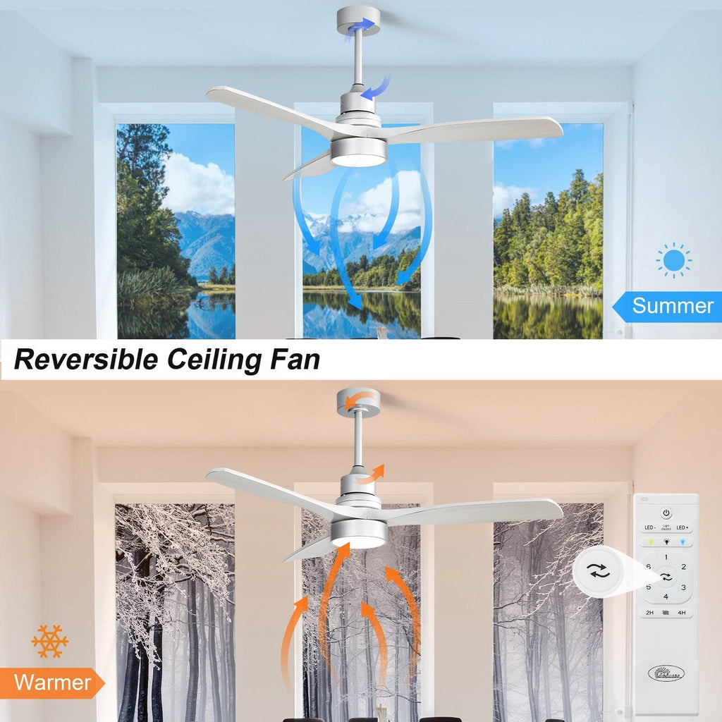 Ventilatore da soffitto a LED integrato da 48 e 52 pollici con luce e telecomando, motore CC reversibile