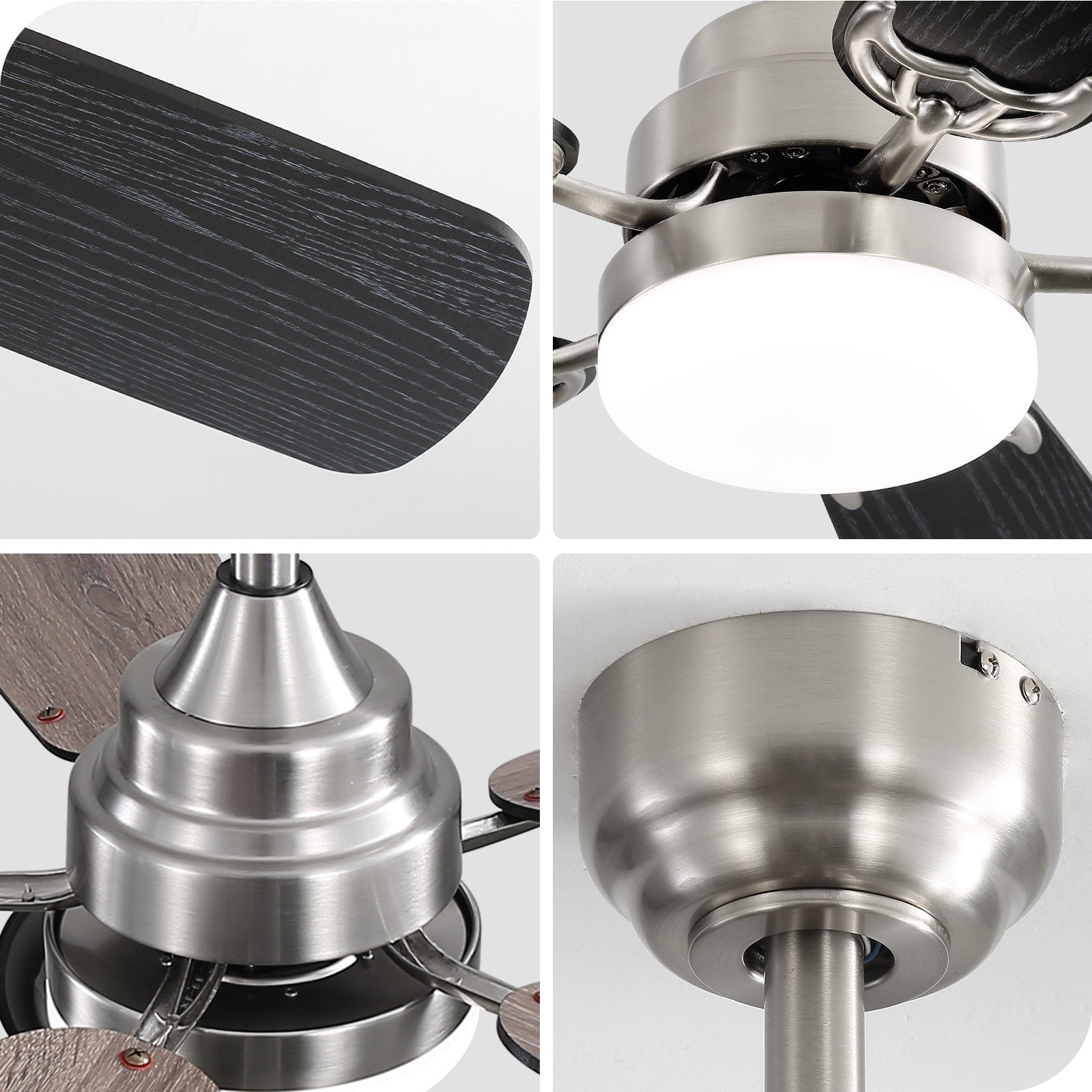 Ventilatore da soffitto a LED integrato da 48 e 52 pollici con luce e telecomando, motore CC reversibile