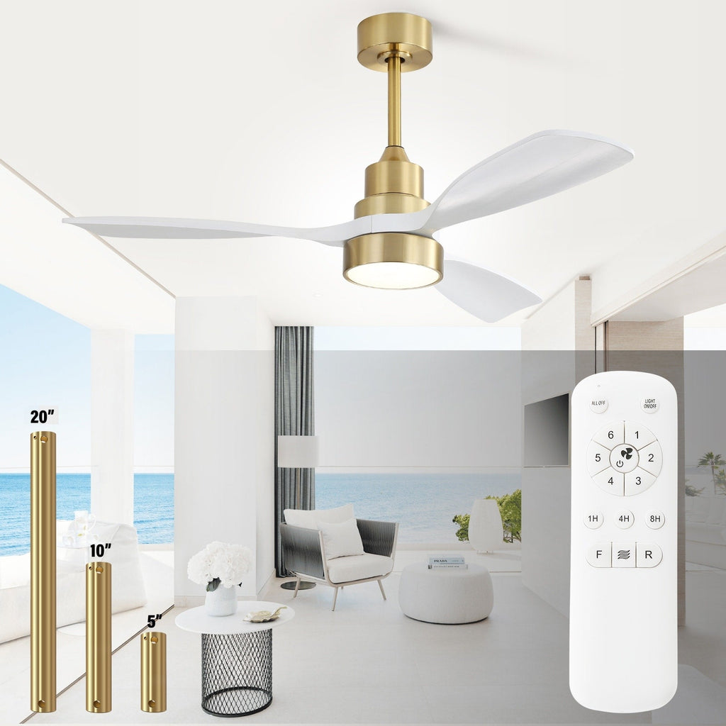 Ventilatore da soffitto a LED integrato da 48 e 52 pollici con luce e telecomando, motore CC reversibile